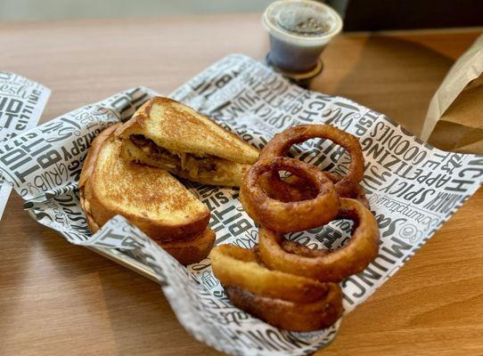 French Dip and Onion Rings