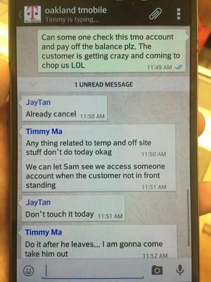 Owners are Timmy Ma, Jay Tan and Sam mentioned on this chat is Sam Salma, T-Moible Sales and operations manager.