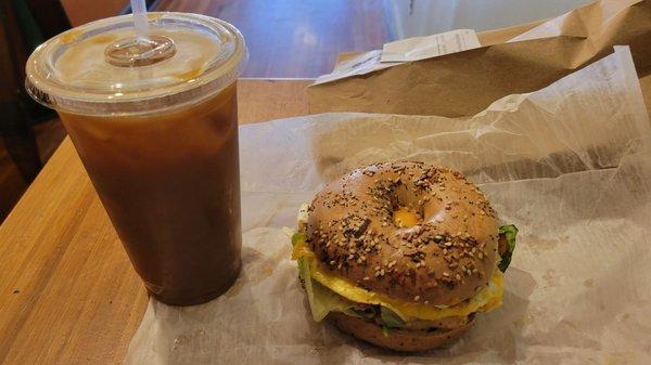 Cold Brew and "The Ottom" breakfast sandwich. Perfect combo for any morning!