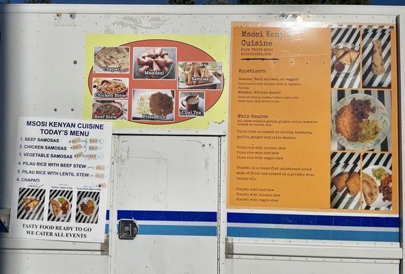 Menu on their food truck