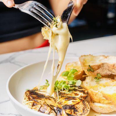 Baked Camembert (check out the cheese pull!)