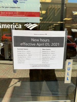 New hours for this location