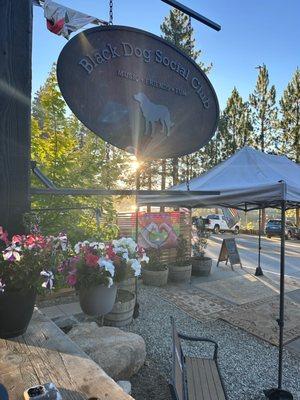 Front of the club at sunset