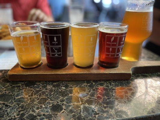 A beer flight. I recommend the Oh Hawaiian if a nice, tasty summer beer is your thing.