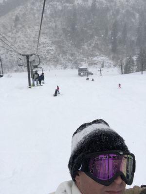 Looking down the slope from the lift.