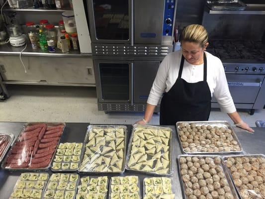 Chef Paula (Mom) getting ready to load up the oven with all her hand made creations.