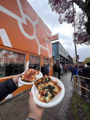 Delicious pizza at their grand opening!