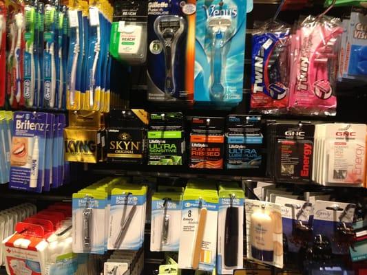 Toothbrush, condoms and nail files.