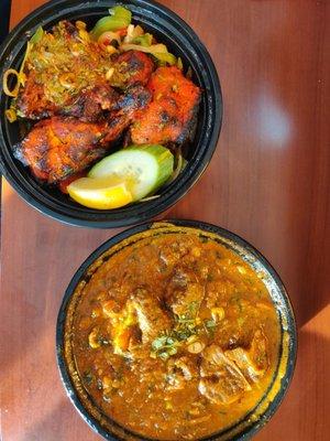 Chicken Tandoori (Half) & Curry Goat