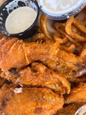 Chicken Wings fired with feathers