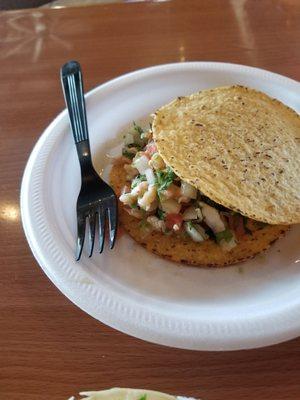 Shrimp ceviche tostada