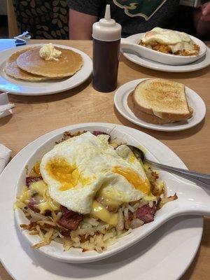 Corned beef skillet and chicken tender skillet