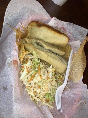 Pork Red Tamale and Chicken Green Tamale