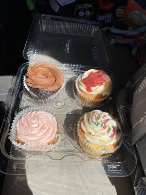 Double chocolate, strawberry shortcake (my fave), birthday cake and strawberry