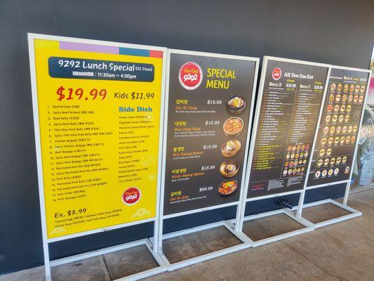 Menu outside