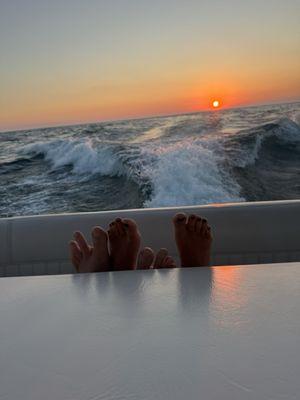 Just some toes off the back of the boat before sunset