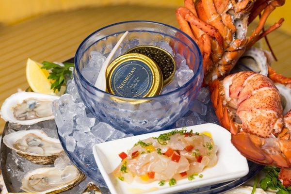 THE GEORGIAN CAVIAR SERVICE
 served with sweet potato crisps or order it as part of the seafood tower.