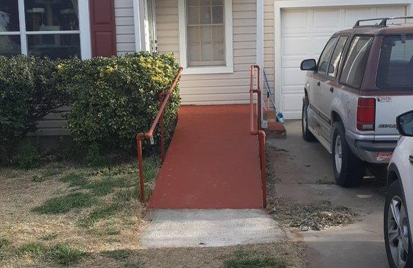 Concrete wheel chair ramp