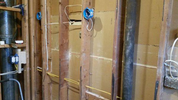 This is what a bathroom remodel should look like when the electrical had been completed.