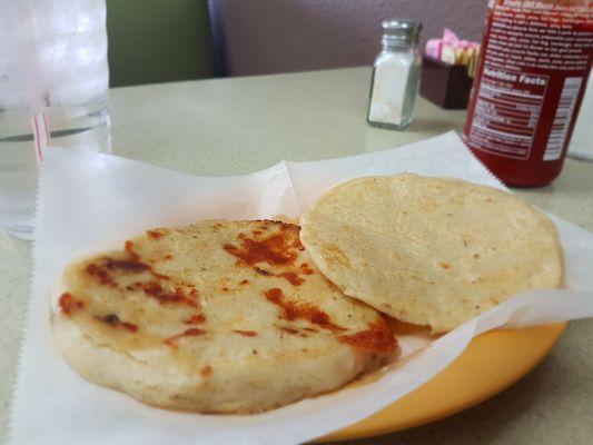 Loroco pupusa + thick tortilla