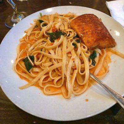 Smoked salmon fettuccine