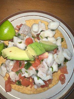 Ceviche on Tostada