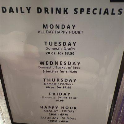 Daily drink specials!