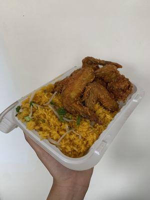 chicken wings and fried rice