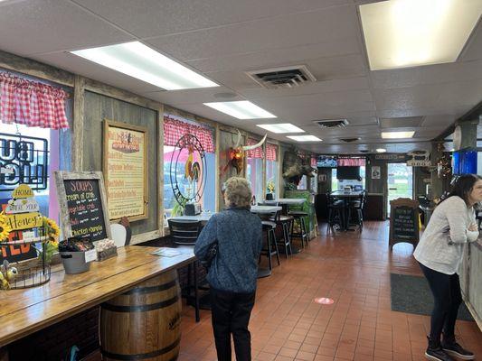 Inside the place near the counter