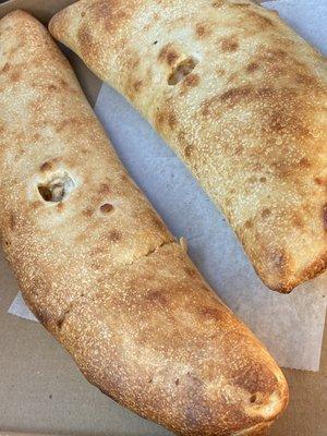 Calzone on the right & Stromboli on the left