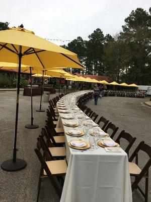 Evening dinner party at the market.