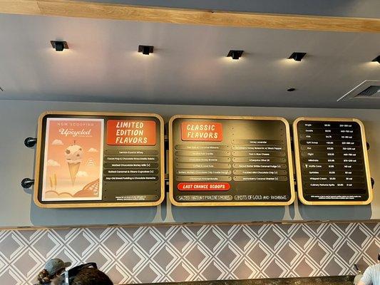 Menu as of June 2023