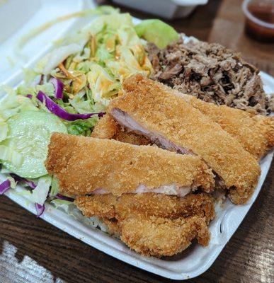 Aloha Plate with Chicken Katsu and Kalua Pork