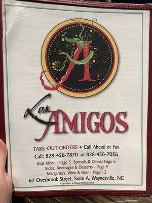 Los Amigos Menu