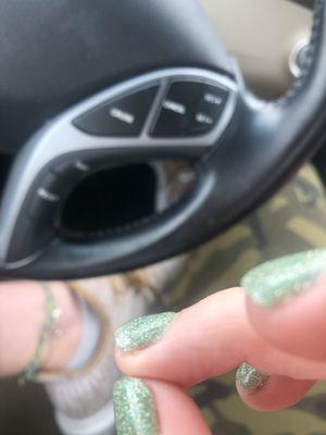 You can see lint in my nail and powder coming off my skin..