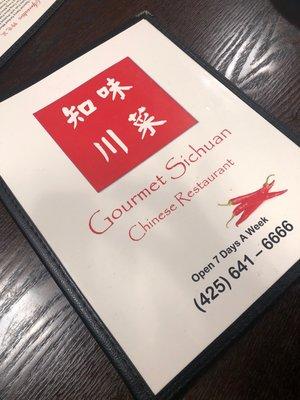 Front of the menu and restaurant name