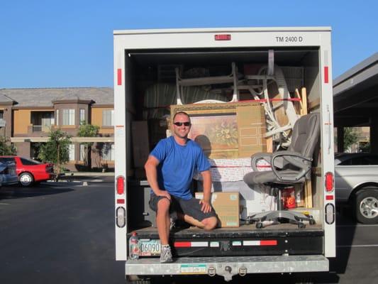 Loading a small Uhaul for a California move.