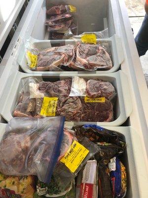 Freezer of beef in meal size packages