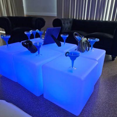 LED glow cube tables provided by Vivid Source Events