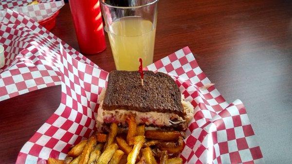 Bomb Reuben sandwich. Thick, juicy, buttery, so good.