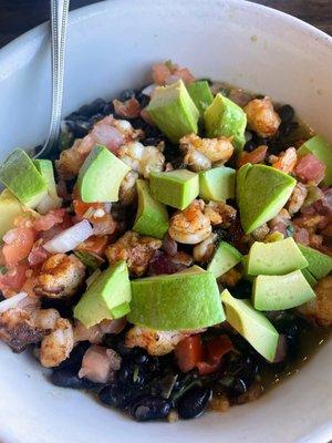 Baja bowl with shrimp.