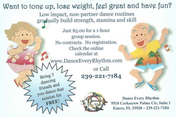 Dance for fun and fitness will follow!