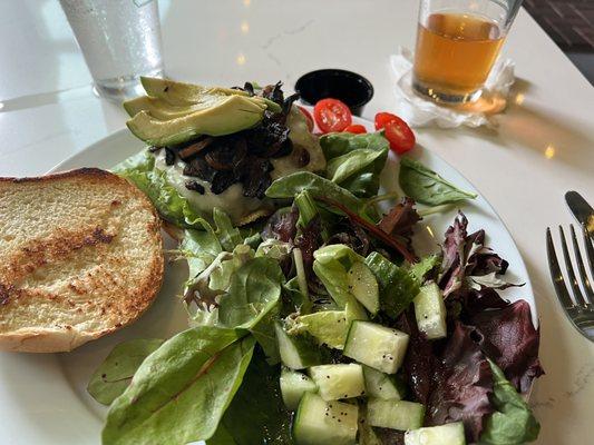 Steak burger with salad