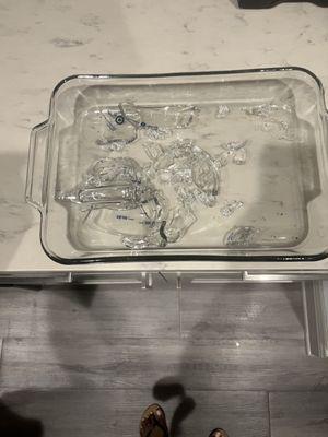 Broken baking dish.