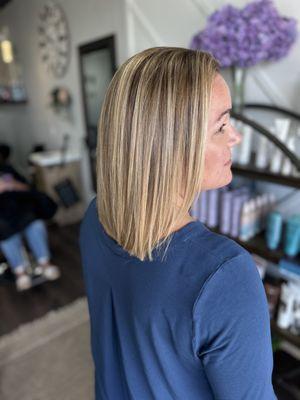 Brunette balayage | Meridian Hairstylist | textured bob haircut