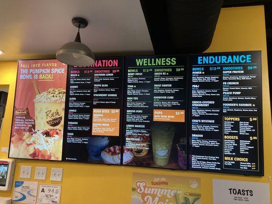 Bowl & Smoothie Menu