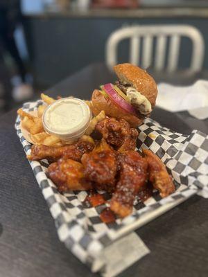 Honey garlic wings and slider