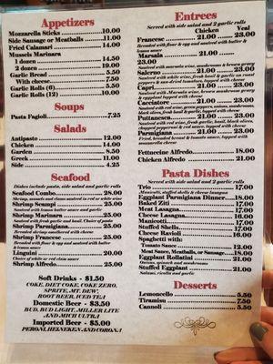 The menu