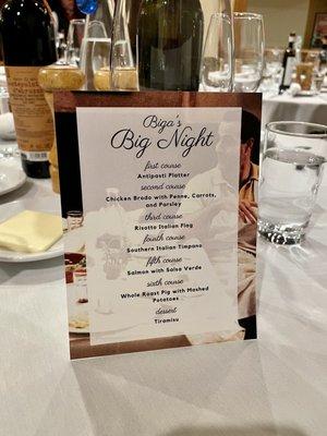 Big Night Menu