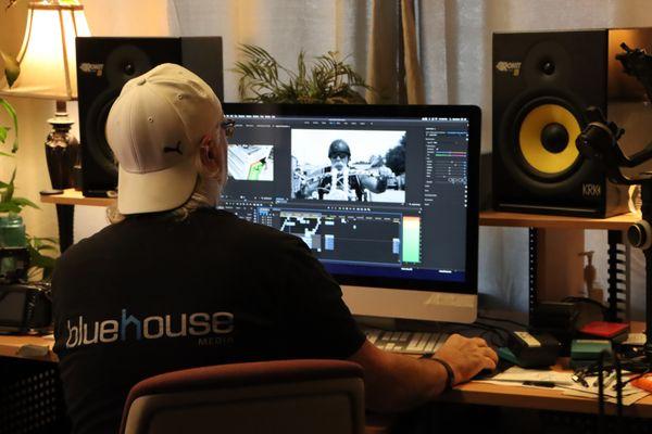 Post-production video editing at BlueHouse Media in Tulsa. Cutting Orange County Choppers The Next Chapter.